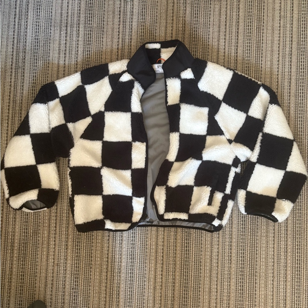 Black and White Checkered Ski Jacket